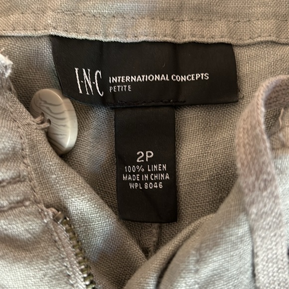 Inc. international concepts, petite size 2P 100% linen gray ladies casual pants - Picture 2 of 8
